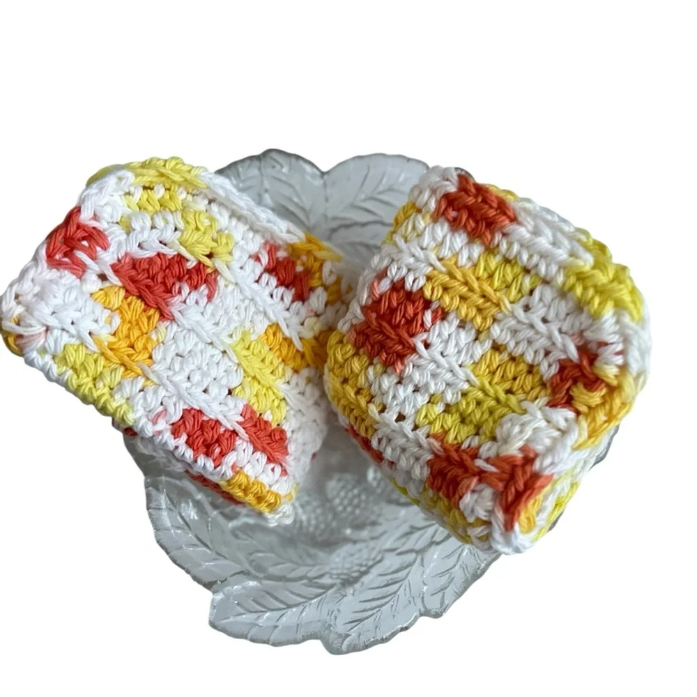 Hand Crafted Colorful All Purpose Wash or Dish Cloths Crochet 100% Cotton
